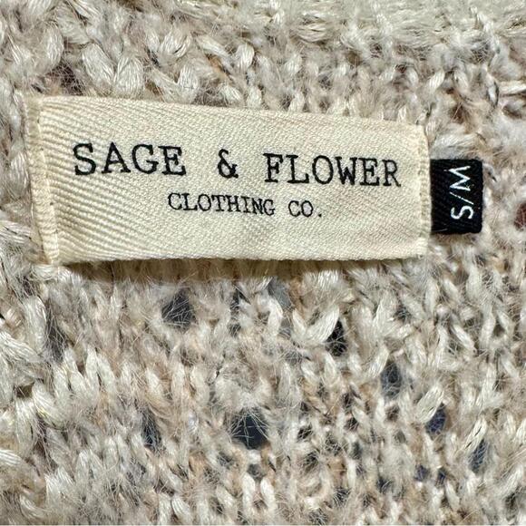 SAGE & FLOWER Oversized Fringe Cottagecore Granny Shawl Poncho Sweater Cardigan - Picture 6 of 8